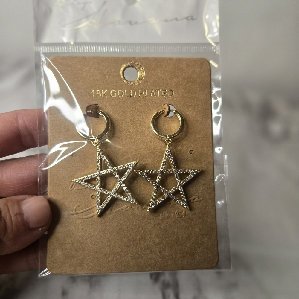 Gold Plated Star Hoop Earrings